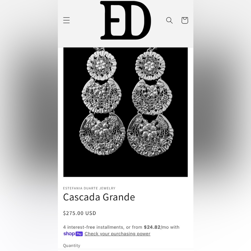 Estefania Duarte Arracada Jerezana de plata cascada grande silver earrings - Picture 5 of 5